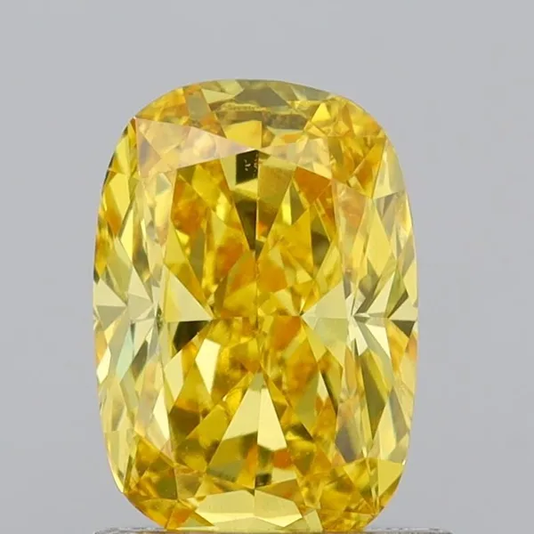 0.9ct CUSHION Fancy Vivid Yellow VVS2 Coloured Lab diamond