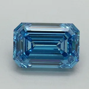 1.1ct EMERALD Fancy Vivid Blue VS1 Coloured Lab diamond