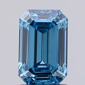 1.72ct EMERALD Fancy Vivid Blue SI1 Coloured Lab diamond