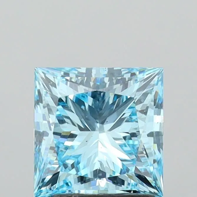 2.42ct PRINCESS Fancy Vivid Blue VS2 Coloured Lab diamond