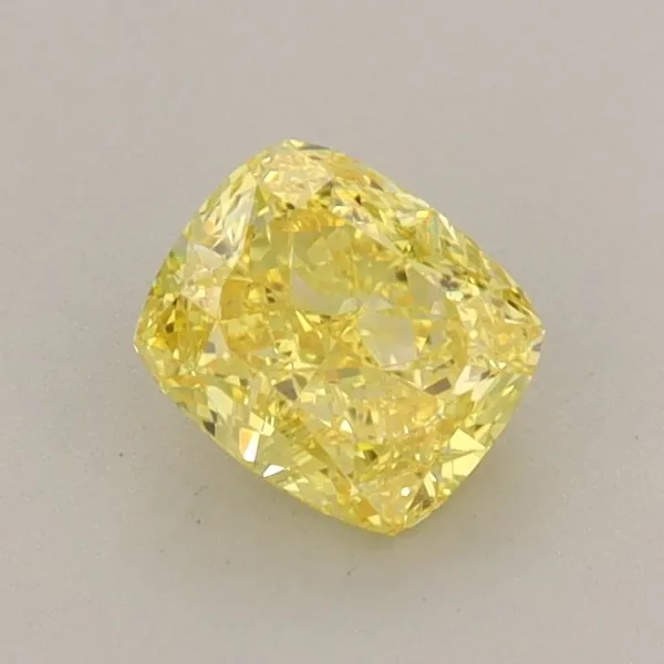 0.71ct CUSHION Fancy Vivid Yellow VVS2 Coloured Lab diamond