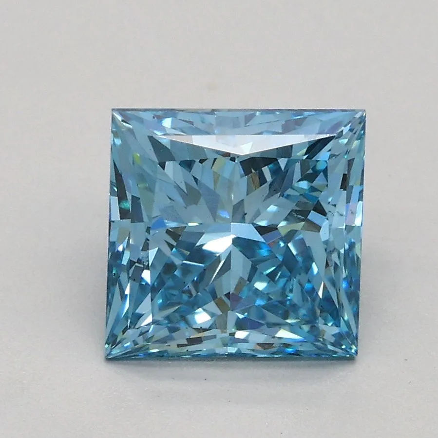 1.57ct PRINCESS Fancy Vivid Blue VS2 Coloured Lab diamond