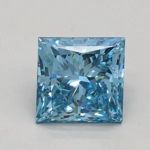 1.57ct PRINCESS Fancy Vivid Blue VS2 Coloured Lab diamond