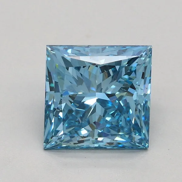 1.57ct PRINCESS Fancy Vivid Blue VS2 Coloured Lab diamond