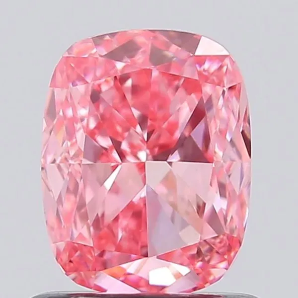 1.01ct CUSHION Fancy Vivid Pink VS1 Coloured Lab diamond