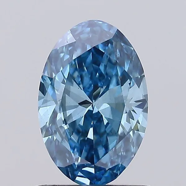 1ct OVAL Fancy Vivid Blue SI1 Coloured Lab diamond