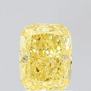 1.08ct CUSHION Fancy Intense Yellow VVS2 Coloured Lab diamond