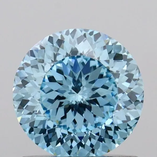 0.94ct ROUND Fancy Vivid Blue VVS2 Coloured Lab diamond