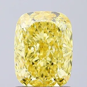 1.27ct CUSHION Fancy Intense Yellow VVS2 Coloured Lab diamond