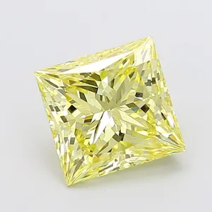 4.03ct PRINCESS Fancy Intense Yellow VS1 Coloured Lab diamond