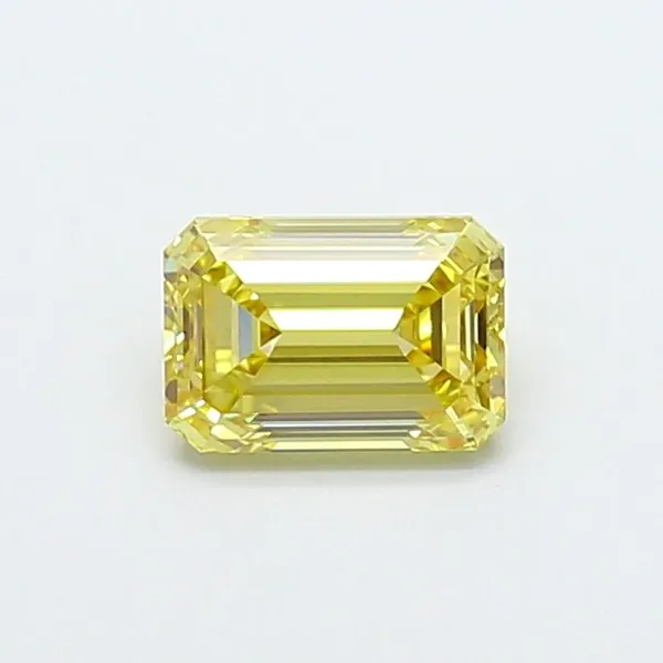 0.92ct EMERALD Fancy Yellow VVS2 Coloured Lab diamond