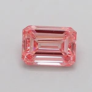 0.71ct EMERALD Fancy Intense Pink SI1 Coloured Lab diamond