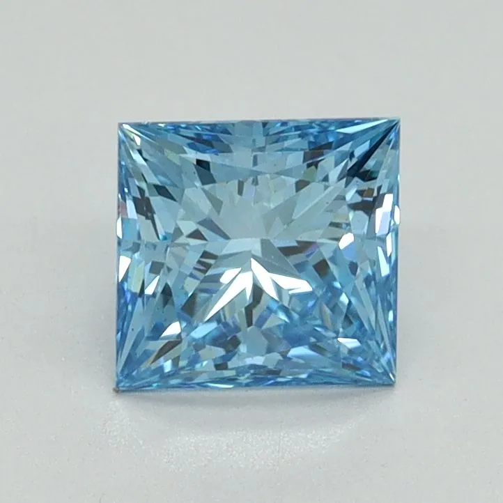 0.94ct PRINCESS Fancy Vivid Blue VS2 Coloured Lab diamond