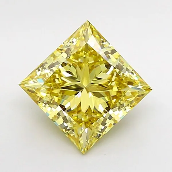 4.04ct PRINCESS Fancy Intense Yellow VS1 Coloured Lab diamond