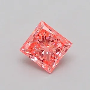 0.38ct PRINCESS Fancy Vivid Pink SI2 Coloured Lab diamond