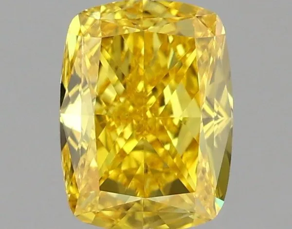 1.02ct CUSHION Fancy Vivid Yellow VVS2 Coloured Lab diamond