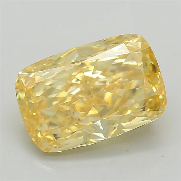 1.36ct CUSHION Fancy Vivid Yellow VS2 Coloured Lab diamond