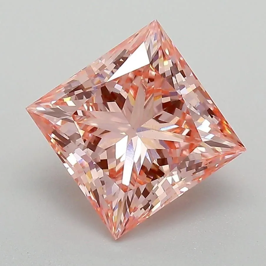 2.64ct PRINCESS Fancy Intense Pink VS1 Coloured Lab diamond