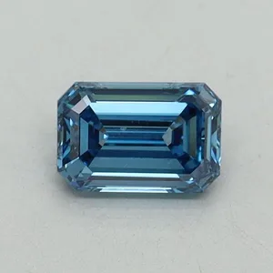0.51ct EMERALD Fancy Vivid Blue VS2 Coloured Lab diamond
