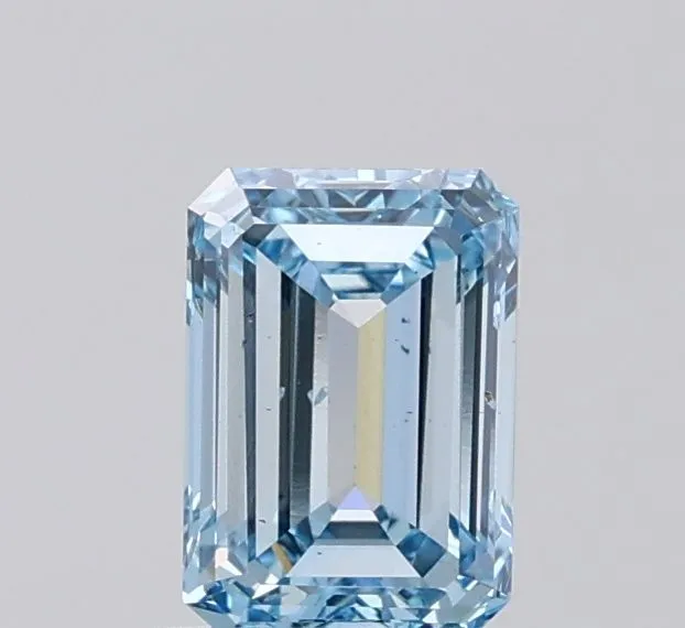 1.00ct EMERALD Fancy Vivid Blue SI1 Coloured Lab diamond