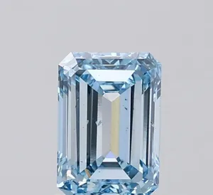 1ct EMERALD Fancy Vivid Blue SI1 Coloured Lab diamond