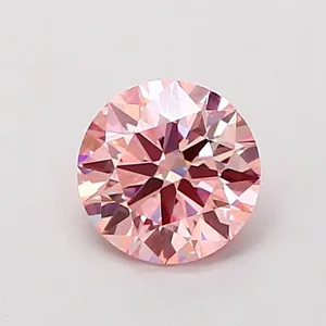 0.93ct ROUND Fancy Vivid Pink VS2 Coloured Lab diamond