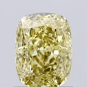 0.98ct CUSHION Fancy Intense Yellow VS1 Coloured Lab diamond