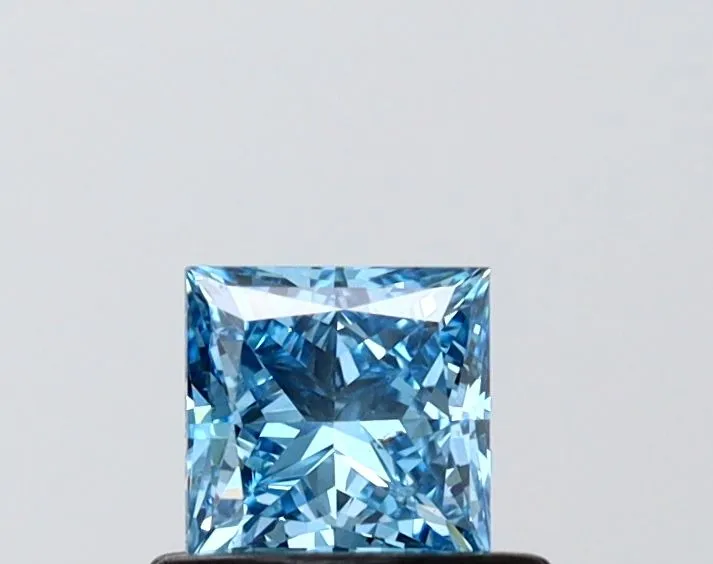 0.56ct PRINCESS Fancy Vivid Blue VVS2 Coloured Lab diamond