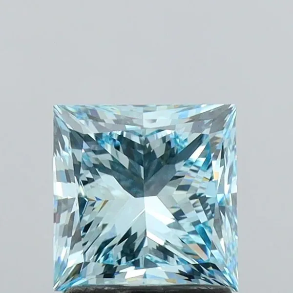 1.95ct PRINCESS Fancy Vivid Blue VS1 Coloured Lab diamond