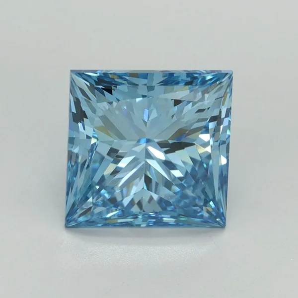4.04ct PRINCESS Fancy Vivid Blue VS1 Coloured Lab diamond