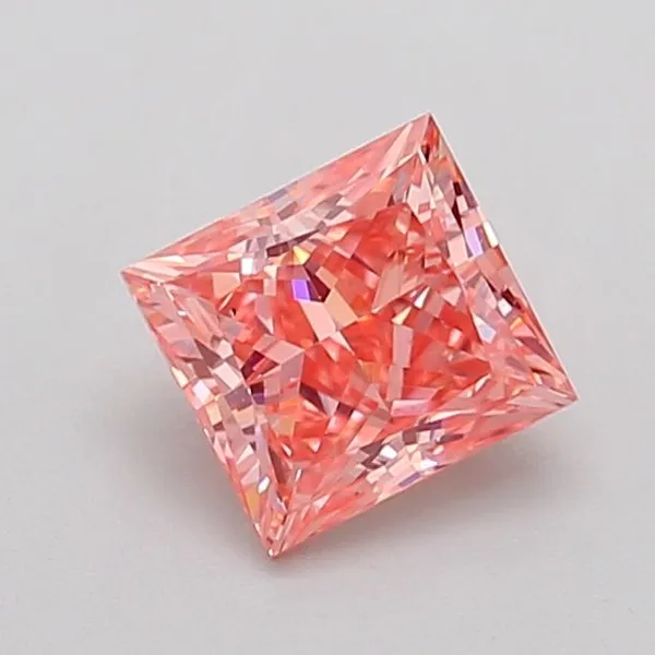 0.93ct PRINCESS Fancy Vivid Pink VS2 Coloured Lab diamond