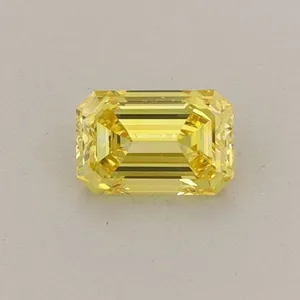 0.37ct EMERALD Fancy Intense Yellow VVS2 Coloured Lab diamond