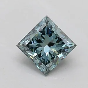 0.53ct PRINCESS Fancy Vivid Green Blue VS1 Coloured Lab diamond