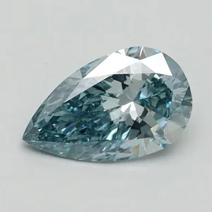 0.64ct PEAR Fancy Intense Greenish Blue VS2 Coloured Lab diamond