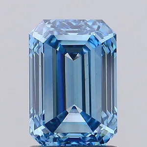 1.49ct EMERALD Fancy Vivid Blue VS1 Coloured Lab diamond