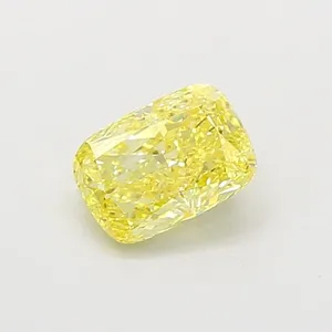 0.93ct CUSHION Fancy Vivid Yellow VS2 Coloured Lab diamond