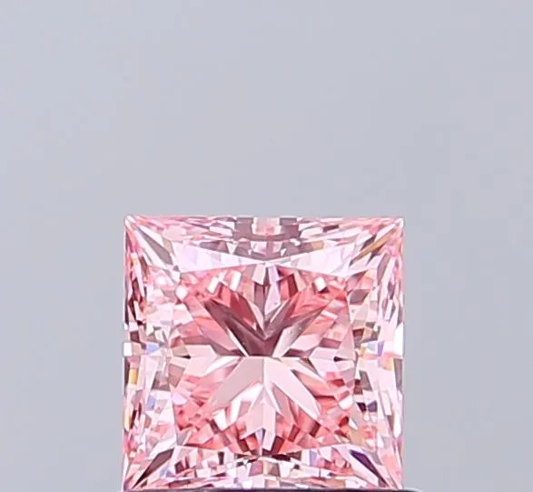1.01ct PRINCESS Fancy Vivid Pink VS1 Coloured Lab diamond