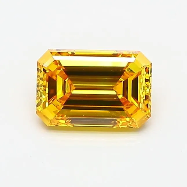 0.76ct EMERALD Fancy Vivid Yellow VVS2 Coloured Lab diamond