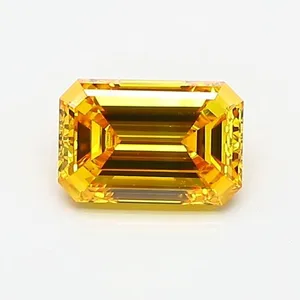 0.76ct EMERALD Fancy Vivid Yellow VVS2 Coloured Lab diamond
