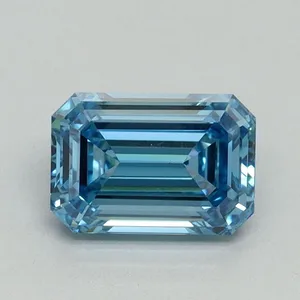 1.08ct EMERALD Fancy Vivid Blue VS1 Coloured Lab diamond