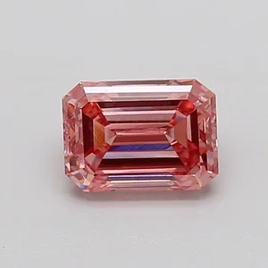 1.11ct EMERALD Fancy Vivid Brownish Pink VS2 Coloured Lab diamond