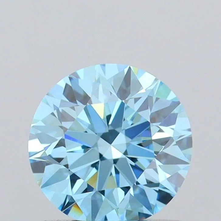 0.77ct ROUND Fancy Vivid Blue VVS2 Coloured Lab diamond