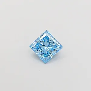 0.97ct PRINCESS Fancy Vivid Blue VVS2 Coloured Lab diamond