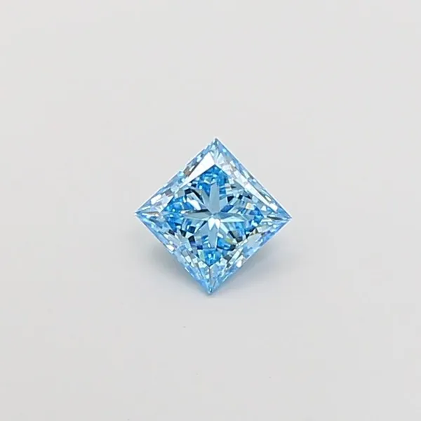 0.97ct PRINCESS Fancy Vivid Blue VVS2 Coloured Lab diamond