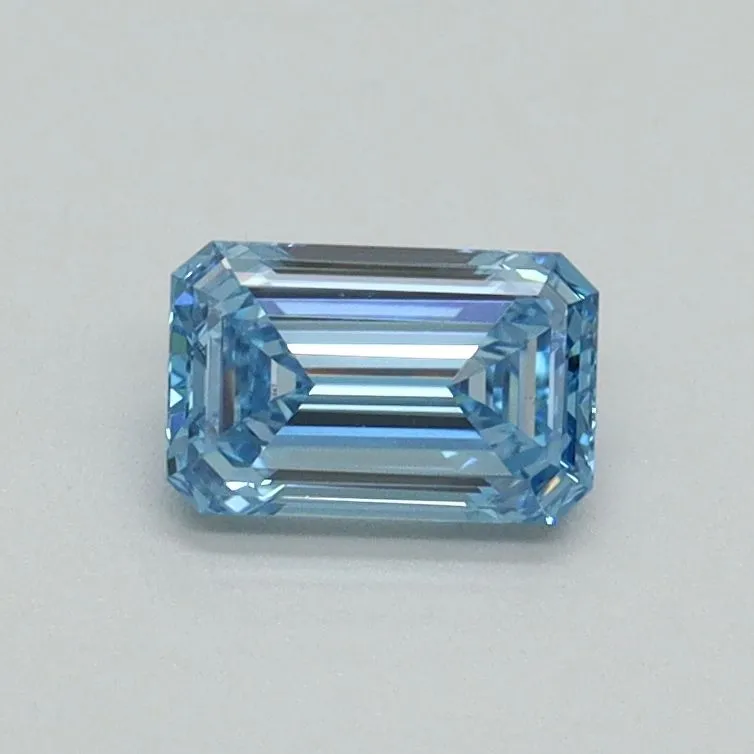 0.50ct EMERALD Fancy Intense Blue VVS2 Coloured Lab diamond