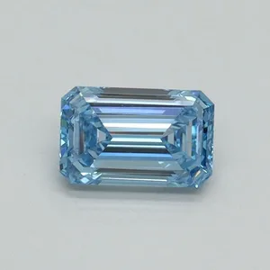0.5ct EMERALD Fancy Intense Blue VVS2 Coloured Lab diamond