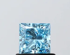 0.72ct PRINCESS Fancy Vivid Blue VS1 Coloured Lab diamond