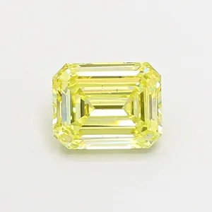 0.84ct EMERALD Fancy Intense Yellow VS2 Coloured Lab diamond