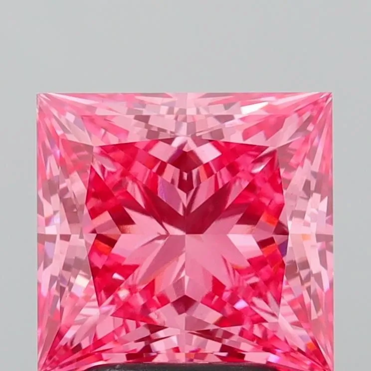 3.00ct PRINCESS Fancy Vivid Pink VS2 Coloured Lab diamond