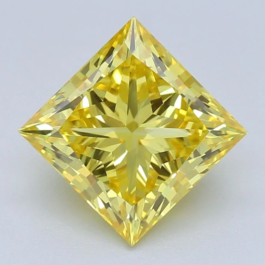 1.53ct PRINCESS Fancy Vivid Yellow VVS2 Coloured Lab diamond